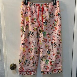Paul Frank Cropped Cotton Drawstring Pajama Pants, Sz S